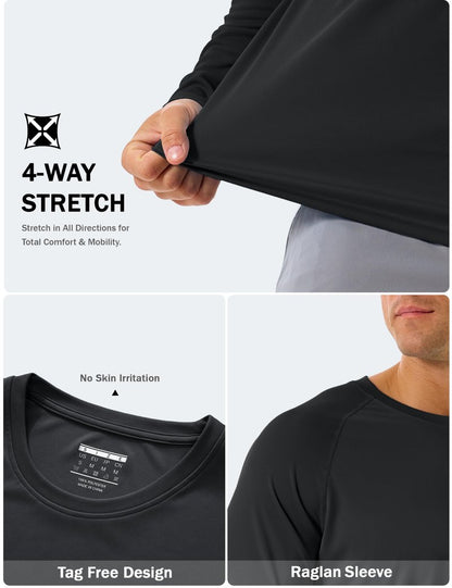 KINSWT Men's Sun Protection Shirts UPF 50+ Long Sleeve Swim Shirts UV SPF Quick Dry Lightweight Rash Guard