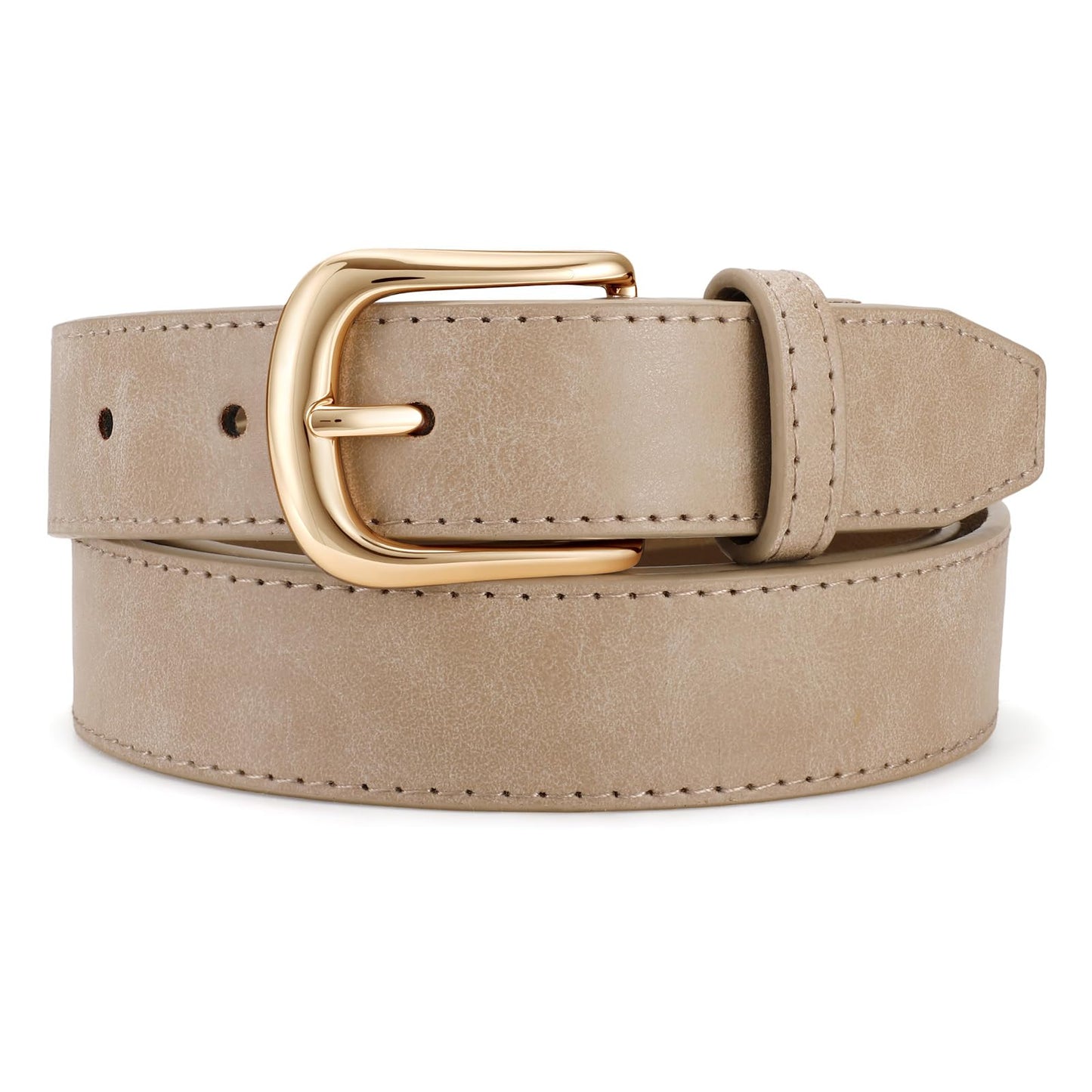 JASGOOD Women Leather Belt for Jeans Vintage Ladies Waist Belt with Gold Buckle for Pants Dress