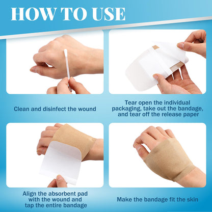 Geiserailie 20 Pcs Extra Large Flexible Adhesive Bandages 6"x3" Fabric Bandages with Non-Stick Pad Latex Free Painless Removal for Wound Care and First Aid