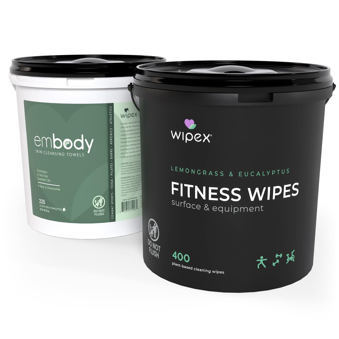 Wipex Yoga Mat Cleaner Wipes - Plant-Based Lemongrass, Eucalyptus & Vinegar Wipes for Gym & Fitness Equipment & All Purpose Gym Cleaning - Safe for Peloton Bikes & Treadmills - 400 Count