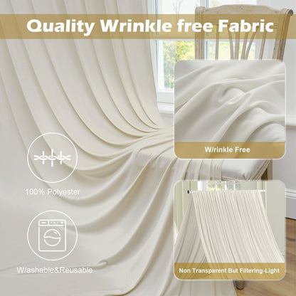 50 ft x 10 ft Wrinkle Free Champagne Backdrop Curtain for Parties, 10 Panels 5x10ft Silky Polyester Wedding Backdrop Drapes Photo Back Drop Cloth for Birthday Baby Shower Photography Background