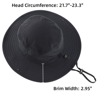 Connectyle Mens Womens Wide Brim Safari Bucket Hat UV Sun Protection Fishing Hiking Hats Outdoor Summer Cowboy Hat Black