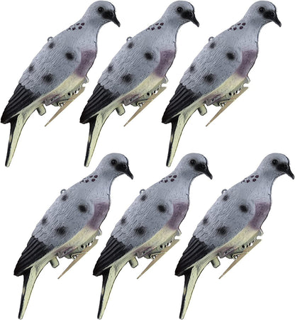 GUGULUZA Dove Hunting Decoys, Realistic Clip on Doves Decoy w/Clips and Accessories for Hunting Garden Decorative (6 Count)