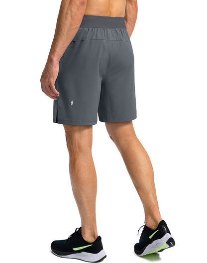 Soothfeel Men's Running Shorts with Zipper Pockets 7 Inch Lightweight Quick Dry Gym Athletic Workout Shorts for Men (Grey, XXL)