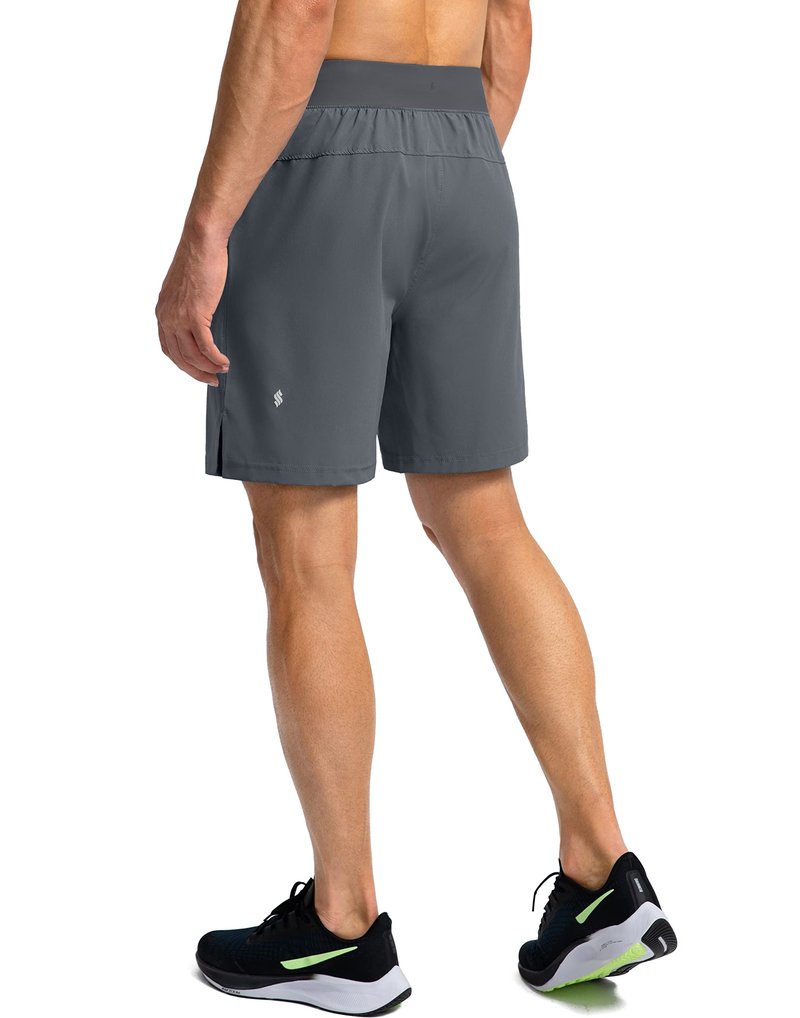 Soothfeel Men's Running Shorts with Zipper Pockets 7 Inch Lightweight Quick Dry Gym Athletic Workout Shorts for Men (Grey, 3XL)
