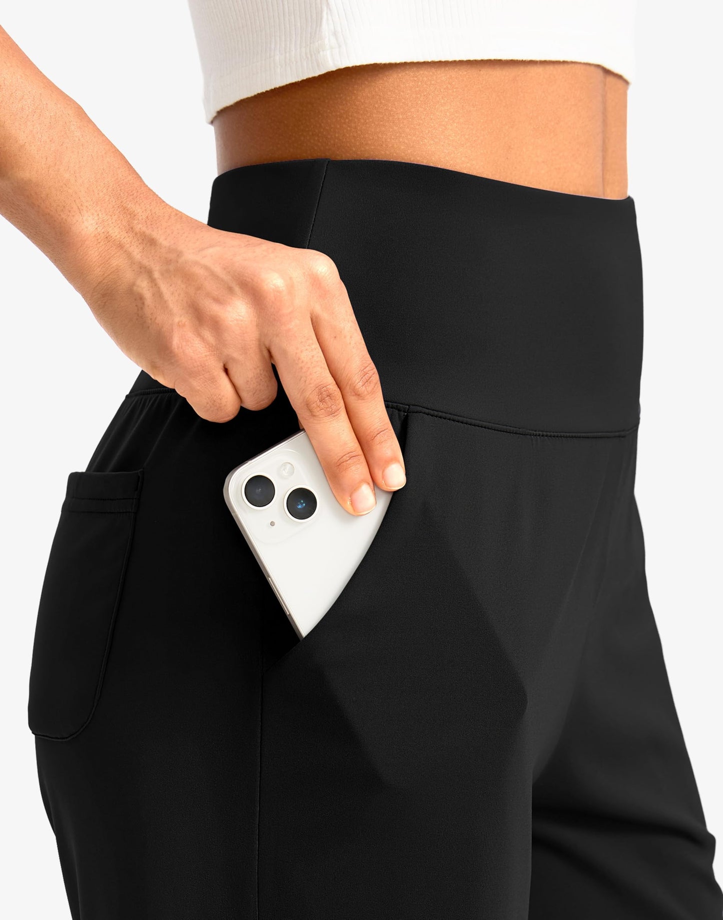 G Gradual Women's Bermuda Long Shorts with Pockets 7" High Waisted Knee Length Shorts for Women Walking Athletic Workout(Black-L7,XL)