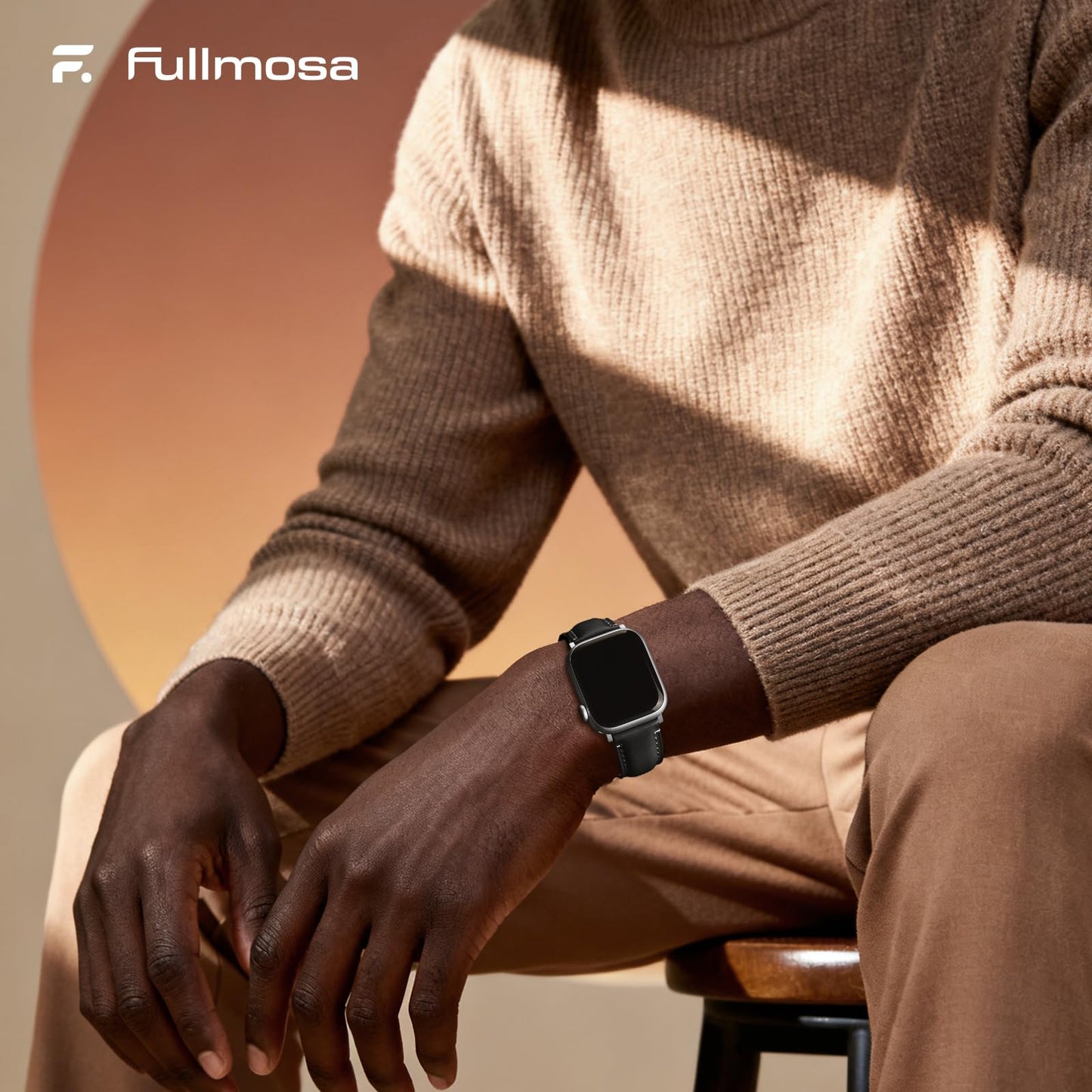 Fullmosa Leather Band Compatible with Apple Watch Bands 49mm 46mm 45mm 44mm 42mm,Top Grain Leather iWatch Straps for Apple Watch Ultra SE Series 11 10 9 8 7 6 5 4 3 2 1,Coffee+Silver/Black+Silver