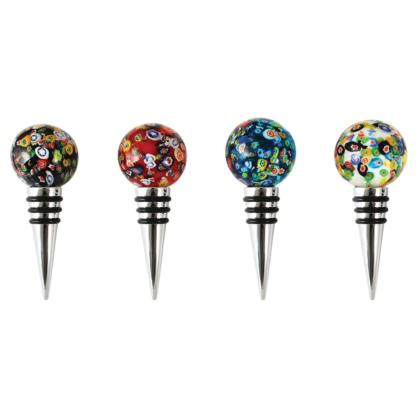 Blush Assorted Glass Globe Bottle Stoppers, Multicolor
