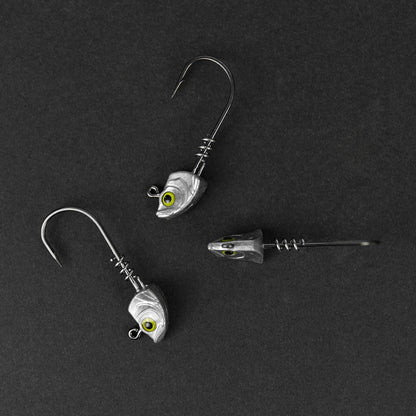 15-Pack Screw Lock Swimbait Jig Heads – 3D Chartreuse Eyes 1/8 3/16 1/4 3/8 1/2 oz, 3/0 & 4/0 Fishing Hooks