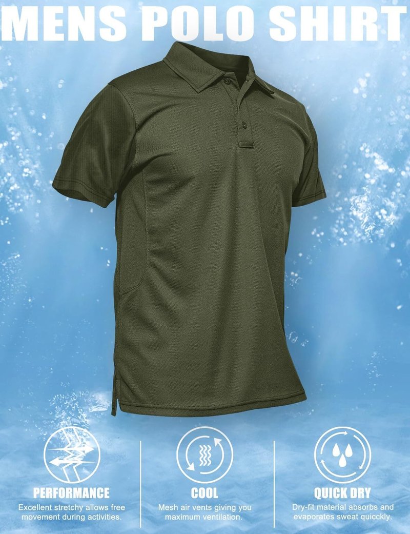 MAGCOMSEN Polo Shirts for Men Short Sleeve Golf Shirts Summer Casual Tactical Polo Shirt for Men Army Green XL