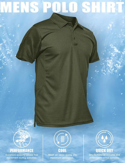 MAGCOMSEN Polo Shirts for Men Short Sleeve Golf Shirts Summer Casual Tactical Polo Shirt for Men Army Green XL