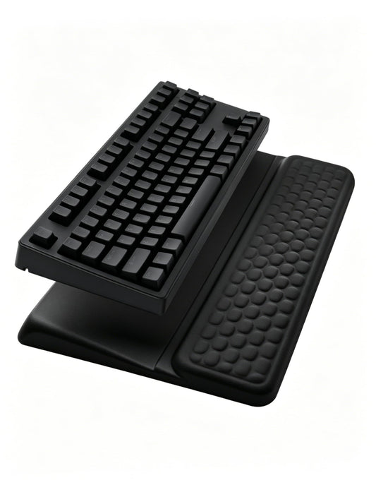 Computer Keyboard Stand Pad with Wrist Rest, Ergonomic Comfy Tilted Keyboard Stand Riser Holder Pad for Office Home (Black)