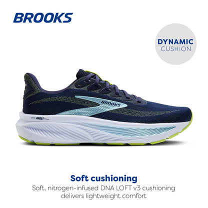 Brooks Men’s Ghost 17 Neutral Running Shoe - Peacoat/Lime/Blue - 11 Medium