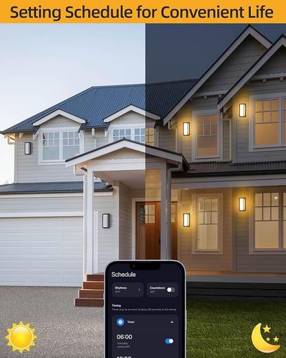 RAYVO Outdoor Wall Light, 1500LM RGBCW Smart Porch Lights Color Changing Exterior Lighting Fixtures, IP65 Waterproof Outdoor Sconce Lights for House Compatible with Alexa Google Assistant, ETL Listed