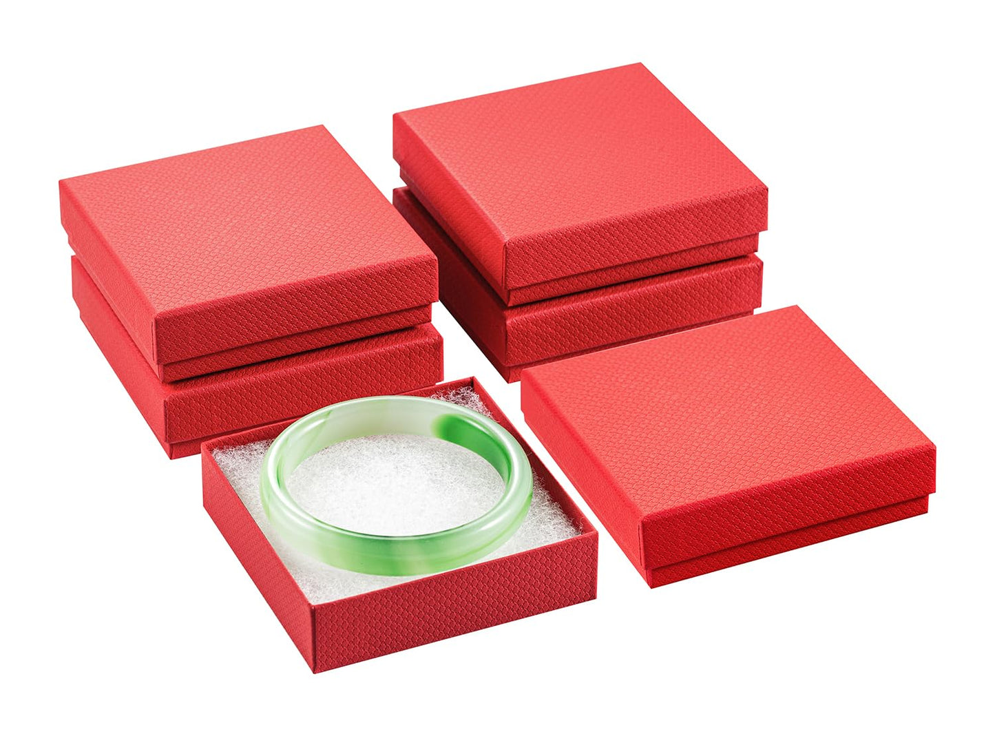 Magicool 20 Pack 3.5x3.5x1 Inch Red Cardboard Jewelry Boxes, Gift Boxes with Lids and Cotton, Perfect for DIY, Wedding, Engagement, Mother's Day, Birthday
