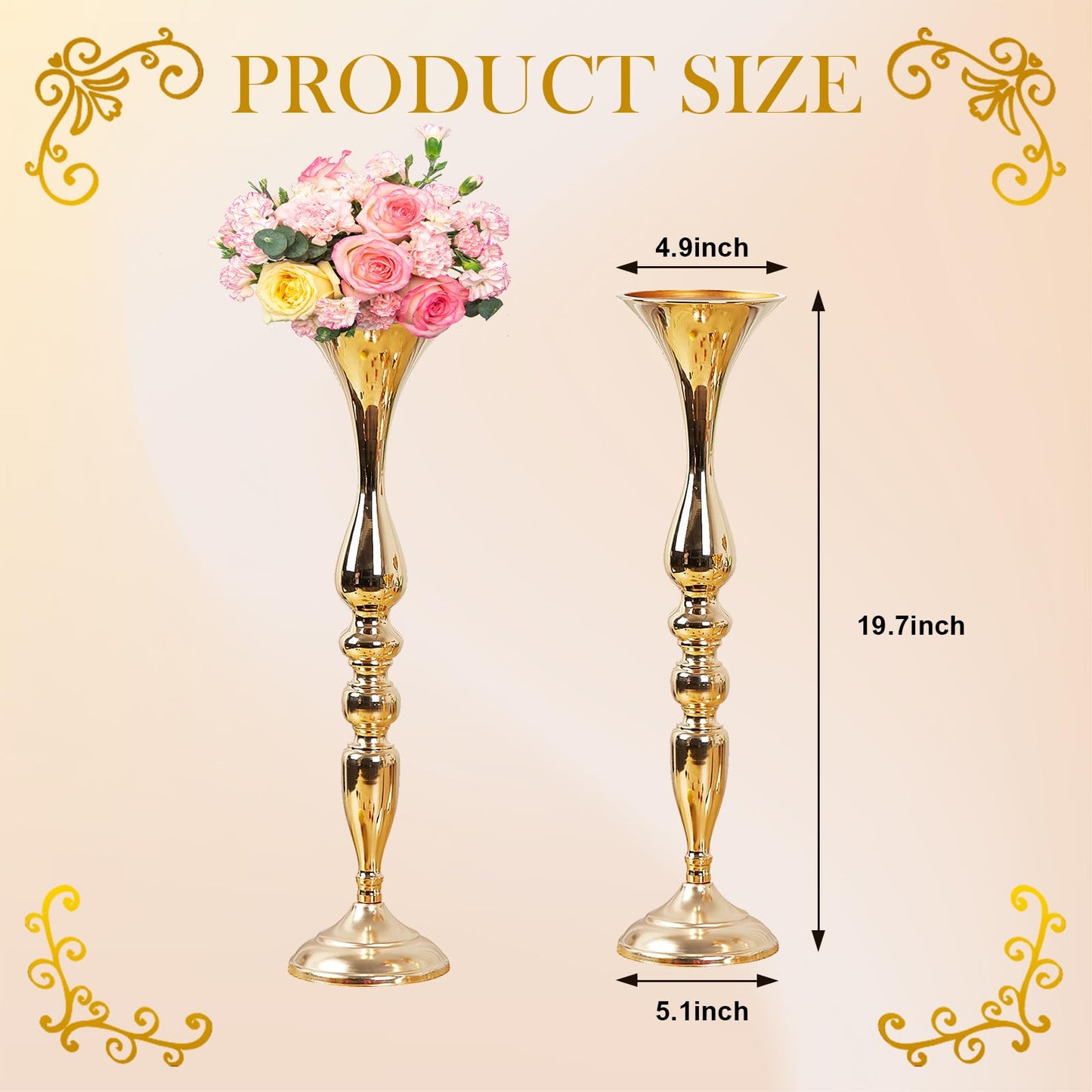 8 Pcs Wedding Flower Stand Metal Flower Centerpieces Stand for Table Hyuetrsa 20 Inch Tall Wedding Flower Vase Centerpieces for Reception Flower Arrangement Candle Holder Party Dinner Home Décor