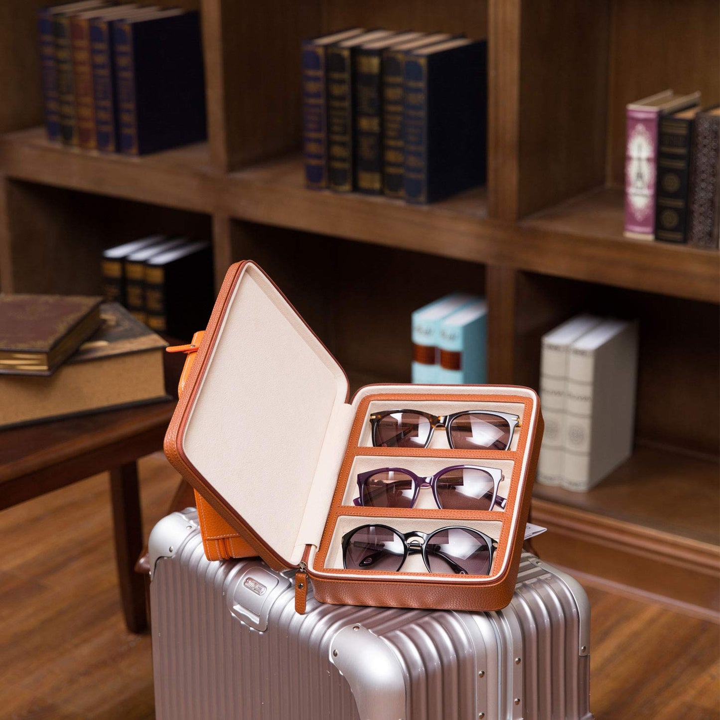 Beaufort 3 Slots PU Leather Eyeglasses Storage Box Sunglasses Box Jewelry Display Case Watch Box for Women Men