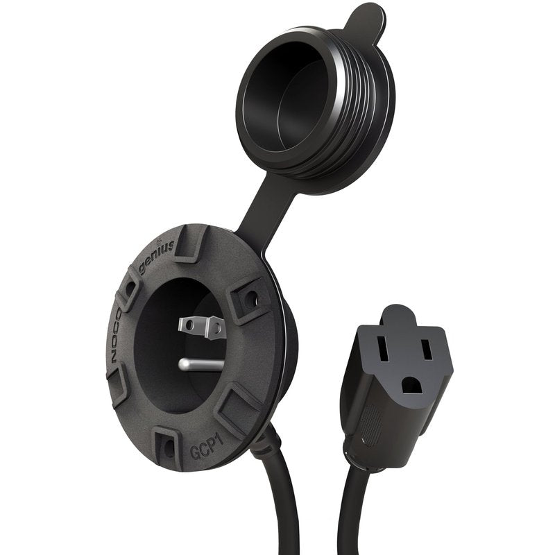 NOCO GCP1 15A AC Port Plug, 125V Power Inlet Socket, and Waterproof Electrical Outlet Receptacle Box with 16-Inch Integrated Outdoor Extension Cord