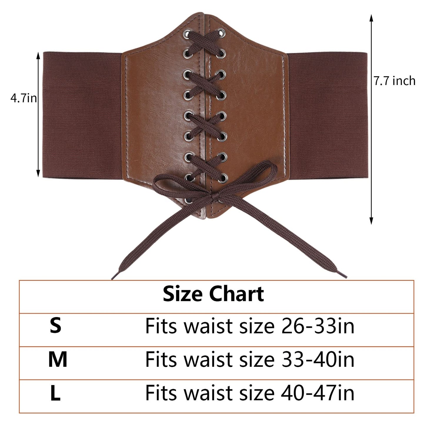 Pistha 3 Pcs Corset Belt Elastic and Faux Leather Gauntlet Wristband for Women Halloween Medieval Renaissance Pirate Viking Warrior Cosplay Brown (M, Brown)