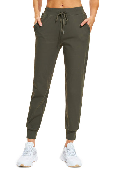 Libin Women's Joggers Pants Athletic Sweatpants with Pockets Running Tapered Casual Pants for Workout,Lounge, Olive Green 3XL