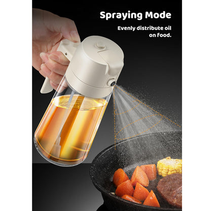 Oil Sprayer for Cooking, Big Capacity 550ml/19oz Oil Sprayer and Oil Pourer for Kitchen, Glass Olive Oil Dispenser Bottle for Cooking, Salad, Barbecue, Air Fryer