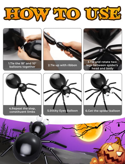 Adeyoo Halloween Balloon Garland Arch Kit - Purple Green Black Balloons with Boo, Bat Foil Balloons Spooky Eyeball Latex Balloon for Halloween Birthday Party Decorations, Indoor Outdoor