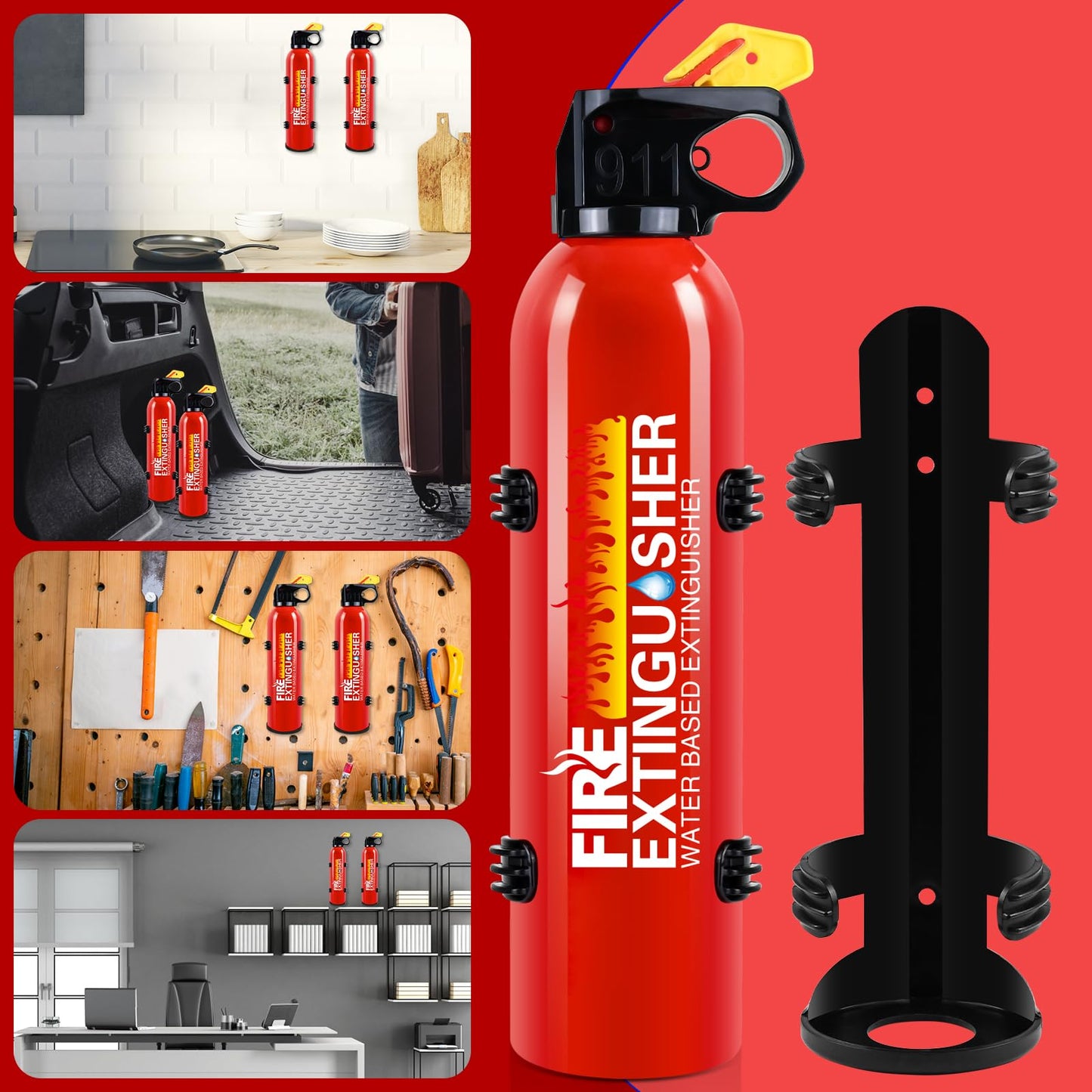 Fire Extinguisher for Home, 2 Pack Car Fire Extinguishers with Mount, 8 in 1 Portable Kitchen Fire Extinguishers for A, B, C, K Category, 620ml Mini Fire Extinguisher for Car Truck Boat