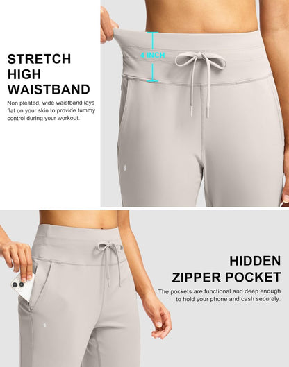 Soothfeel Womens Joggers with Pockets Lightweight Sweatpants Athletic Leggings Pants for Workout Running Yoga Dusty_White M