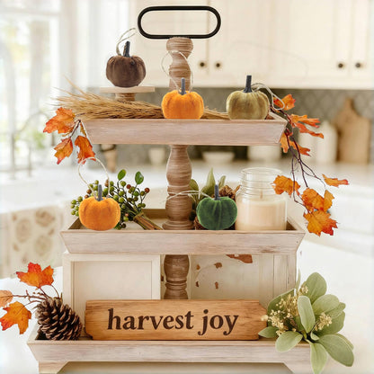 Fall Tree Ornaments Hanging Pumpkins, 12Pcs Velvet Pumpkins Thanksgiving Tree Decorations and Ornaments, 1.7" Mini Fabric Pumpkin Fall Decor for Thanksgiving Halloween Christmas (12 Pcs)