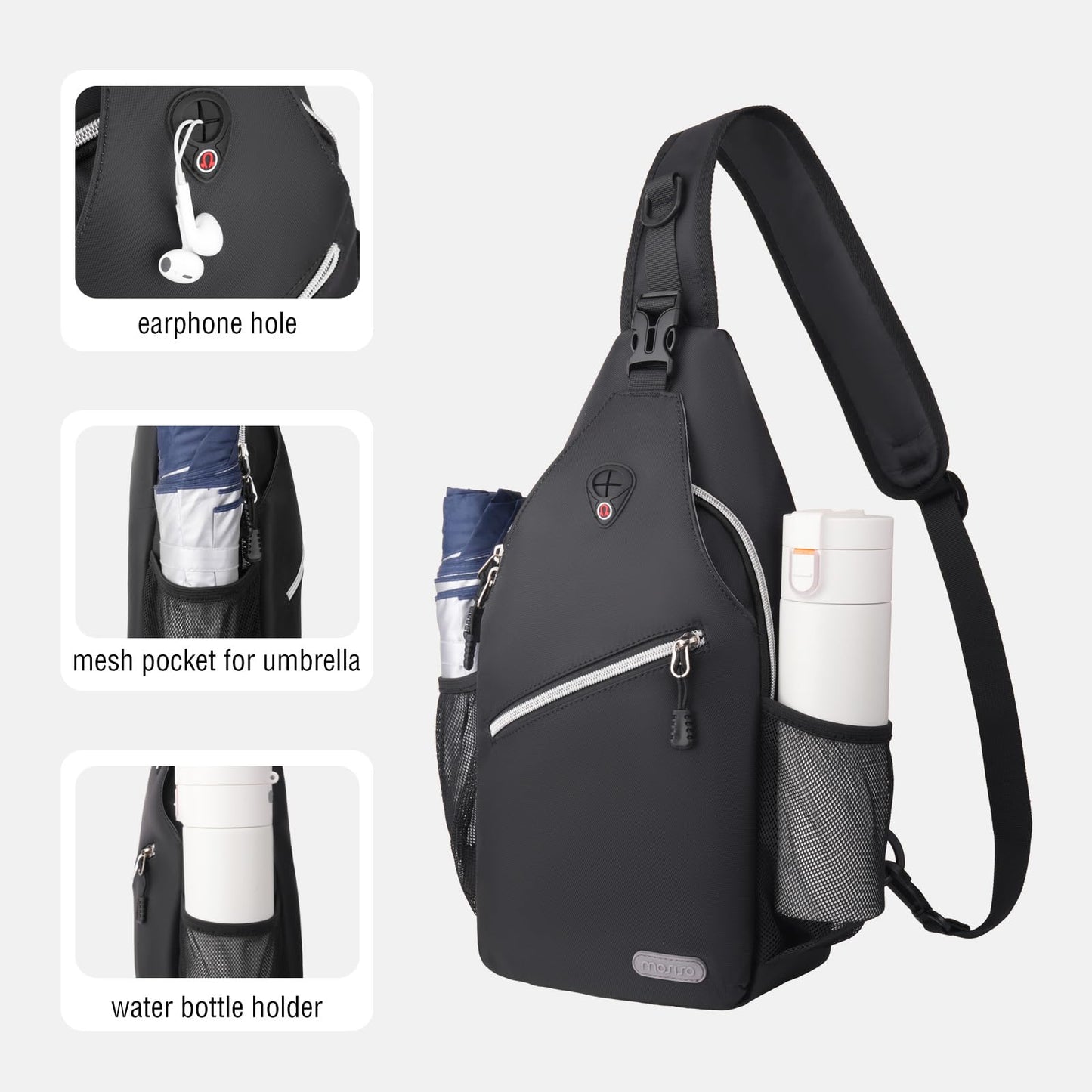 MOSISO Sling Backpack, Multipurpose Crossbody Shoulder Bag Travel Hiking Daypack