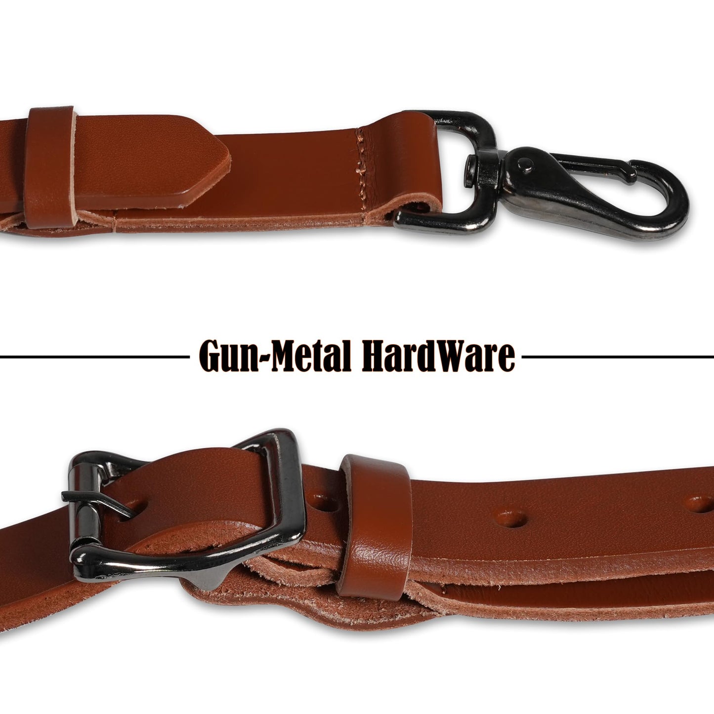 WELKINLAND Top-Grain Buffalo Leather Suspenders, Vintage Suspenders, Brown Leather Suspenders, Heavy Duty, Western Style