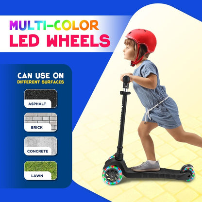 Highmaster 3-Wheel Toddler Scooter for Boys – Light-Up Wheels, Safe Ride for Ages 2+ – Holds Up to 165 lbs (Purple)
