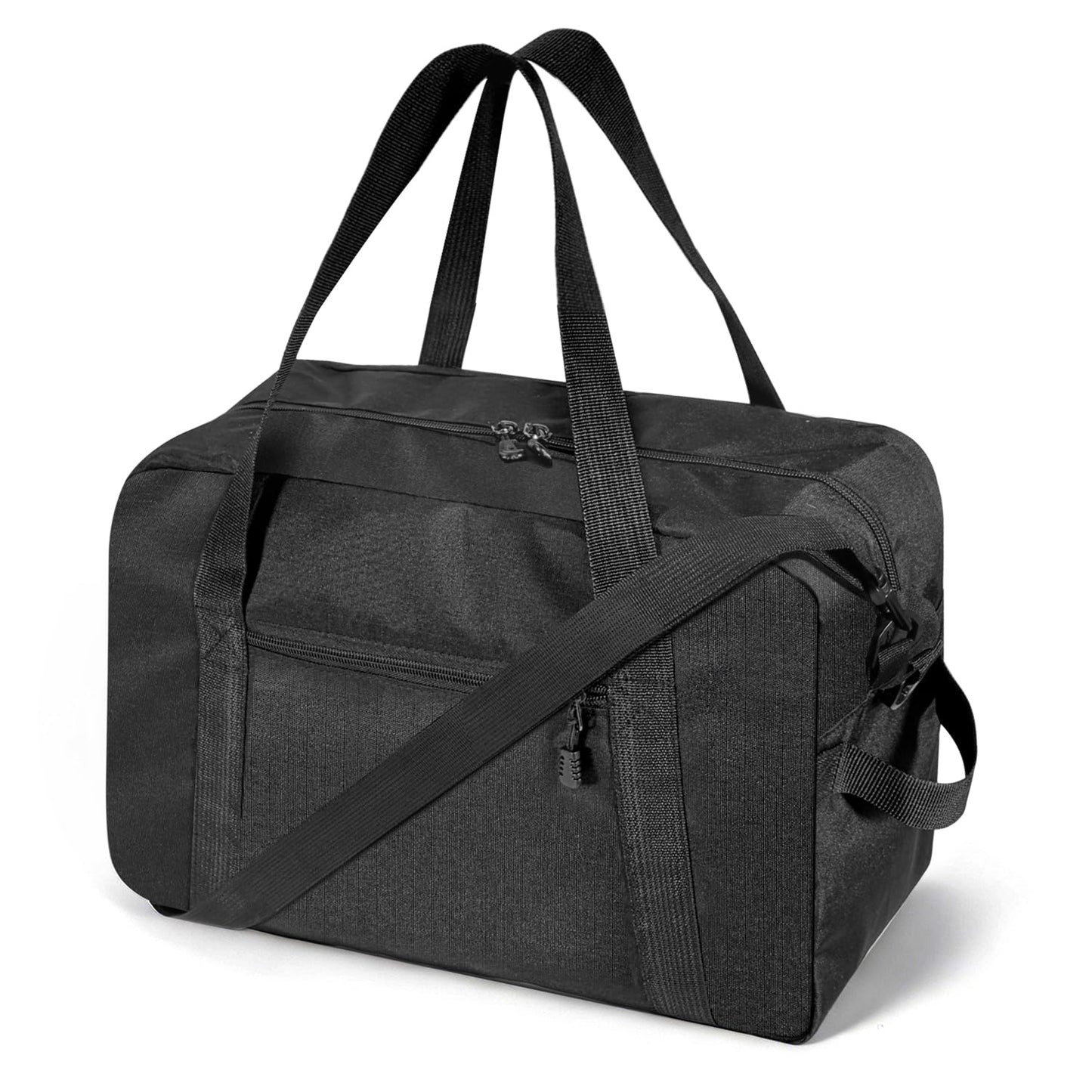 Nouatbog Small Gym Bag 14 Inch Duffel Bag for Women & Men,Waterproof Travel Sports Bags,Mini Gym Duffel with Bottle Holder,Foldable Lightweight Carry On Duffle-Black