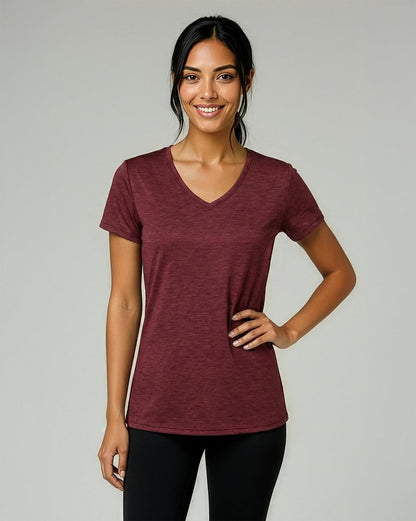 Real Essentials 5 Pack: Women's Dry-Fit Short Sleeve V Neck T Shirt Workout Fitness Yoga Top Tee (Available in Plus Size), Set 2, 3X