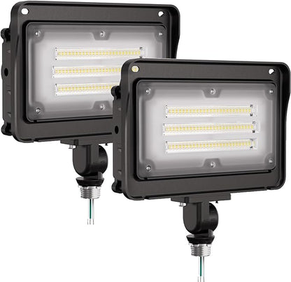 CINOTON 50W LED Flood Light Outdoor, 7000LM IP65 Waterproof Security Wall Pack Light Fixture with 180°Knuckle for Patio Porch Garage Garden Lanscape 5000K Daylight 100-277V 2 Pack