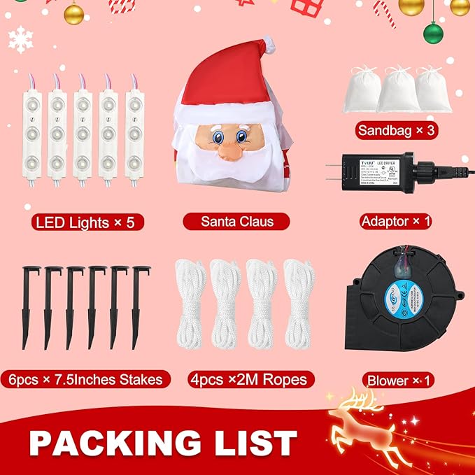 8ft Double-Sided Rotating Inflatable Snowman and Santa Claus Yard Decorations, Christmas Blow Up Decor for Indoor and Outdoor