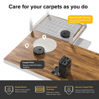 roborock Qrevo Series Robot Vacuum and Mop, 8000Pa Suction, Upgraded from Qrevo S, Anti-Tangle Brushes, Smart Obstacle Avoidance, Auto Mop Washing, All-in-One Dock, 200RPM Spinning Mops, Black(QV 35A)