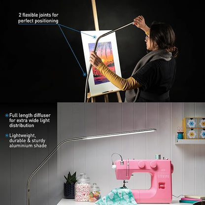 daylight Company Slimline 3 Floor Lamp-LED-80 CRI-Eye Care-4 Brightness Levels, 3,000 LUX at 30 cm, 1,065 LUMENS-4 Step DIMMER Mode, White