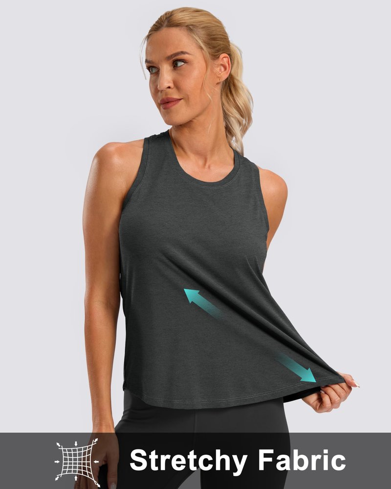 G Gradual Women's Workout Tank Tops Racerback Athletic Yoga Tops Loose Fit Sleeveless Running Gym Sports Shirts for Women(Charcoal,M)