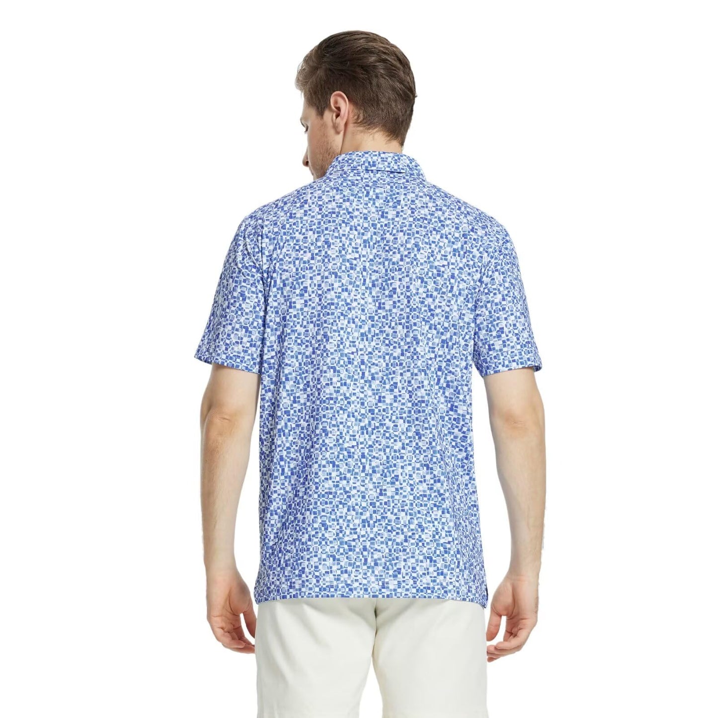 M MAELREG Mens Golf Shirt Short Sleeve Dry Fit Print Moisture Wicking Performance Patterns Collared Polo Shirt
