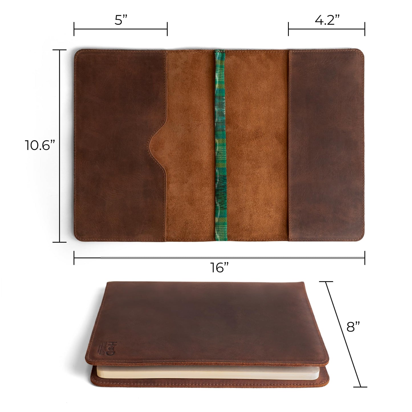Hide & Drink, Journal Cover Compatible with Moleskine XL (7.5 x 9.75 in) with Strap, Refillable Case, Personal Planner, Full Grain Leather, Handmade Office & Work Essentials (Bourbon Brown)