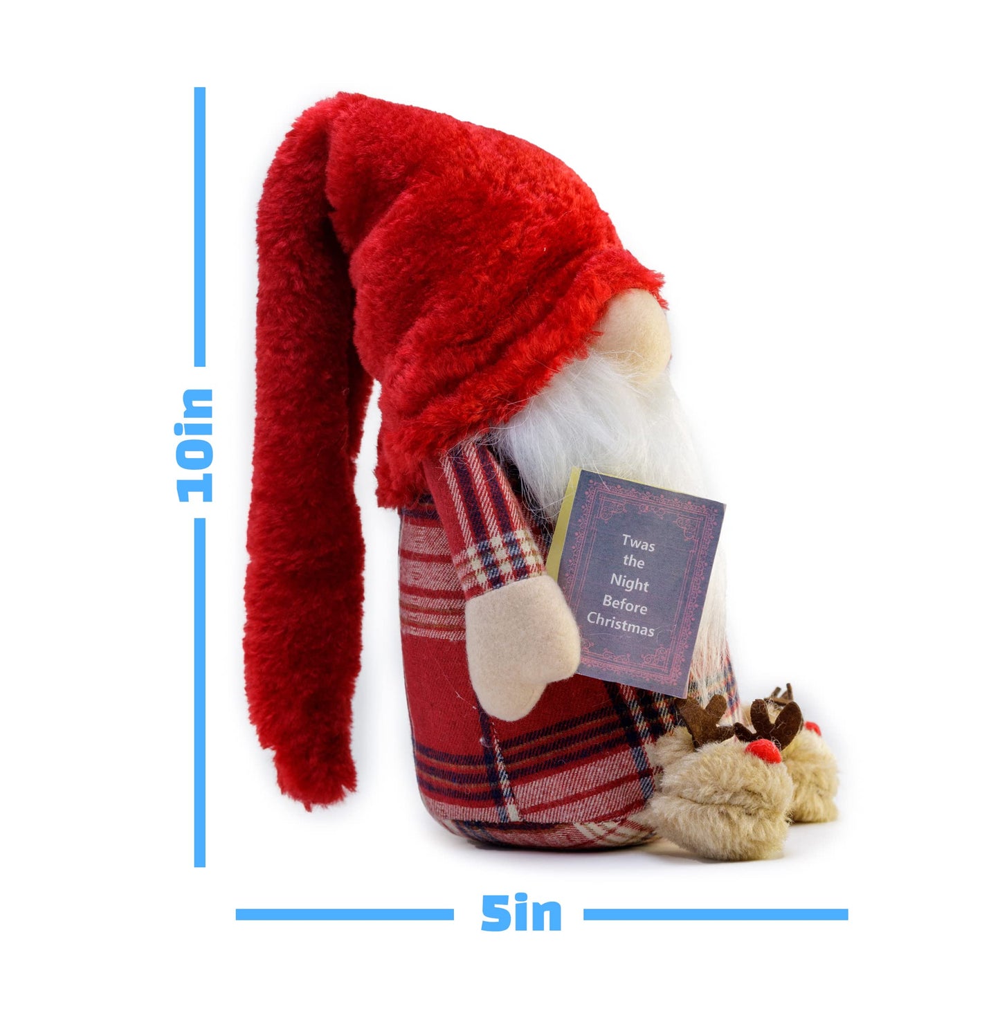 Madanar Pajama Christmas Gnome Plush Holding The Night Before Book Wearing Reindeer Slippers | Swedish Decor for Holiday Tiered Tray Shelf Table Nook Decorations (Christmas)