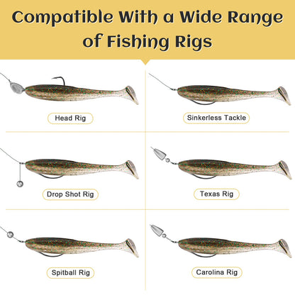 Vhxmaizxn 30 Pcs Soft Plastic Fishing Lures Paddle Tail Swimbaits Soft Bait
