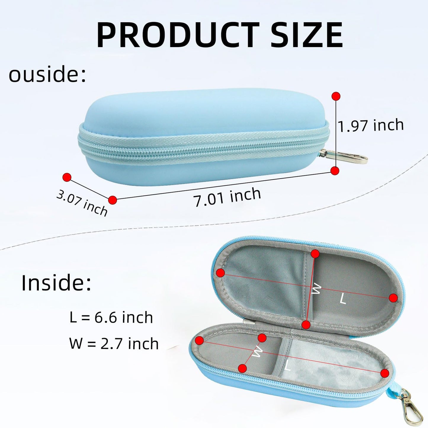 CHANGAR Double Eyeglasses Case PU Hard Shell Dual Glasses Case，Multiple Leather Sunglasses Organizer with Clip Double Eyewear Storage for Men Women Travel(Blue)
