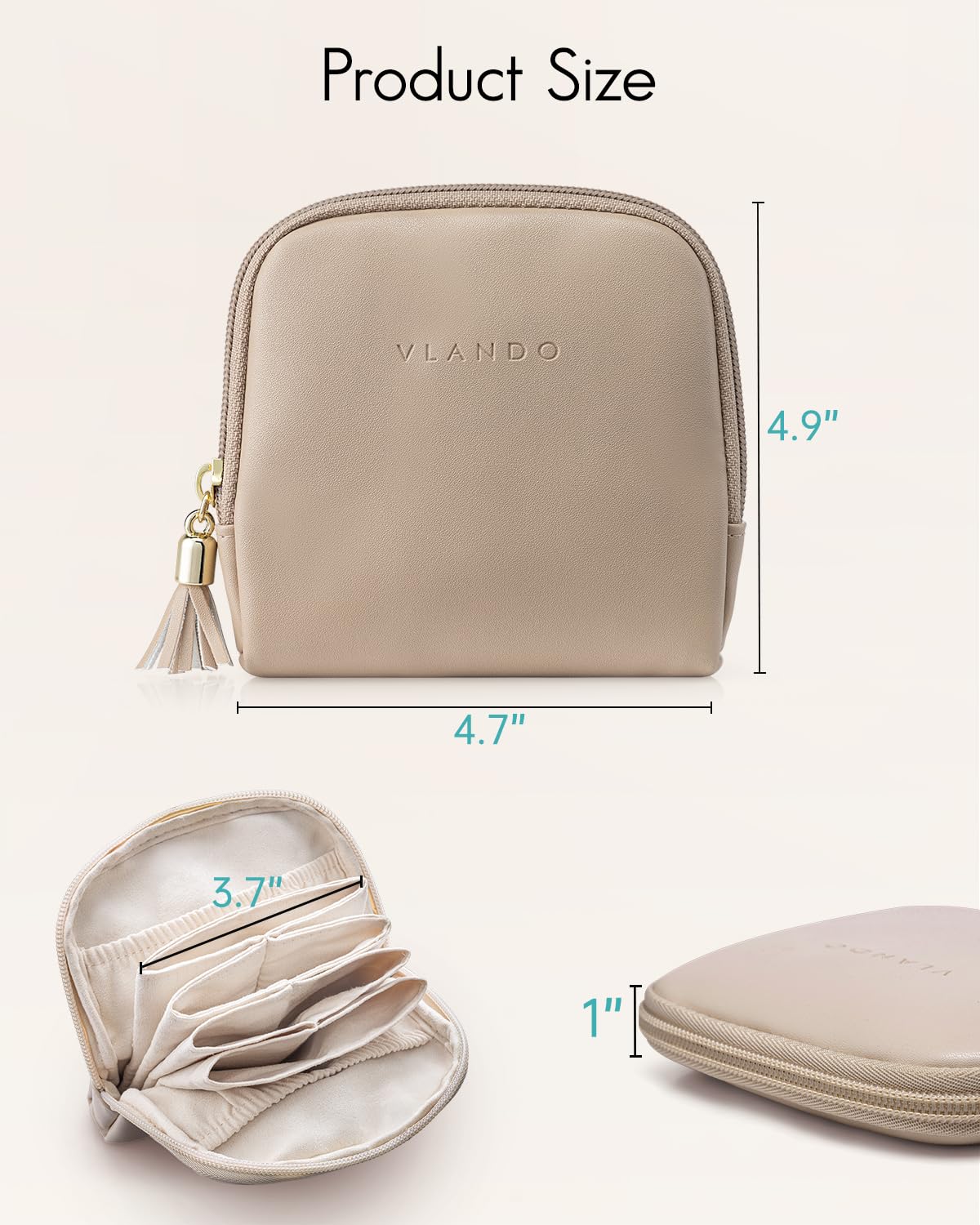VLANDO Small Jewelry Travel Case,Gifts for Women,Jewelry Pouch Bags with Zipper,Velvet Jewelry Organizer Storage Bag for Bracelet Rings Earring-Toffee