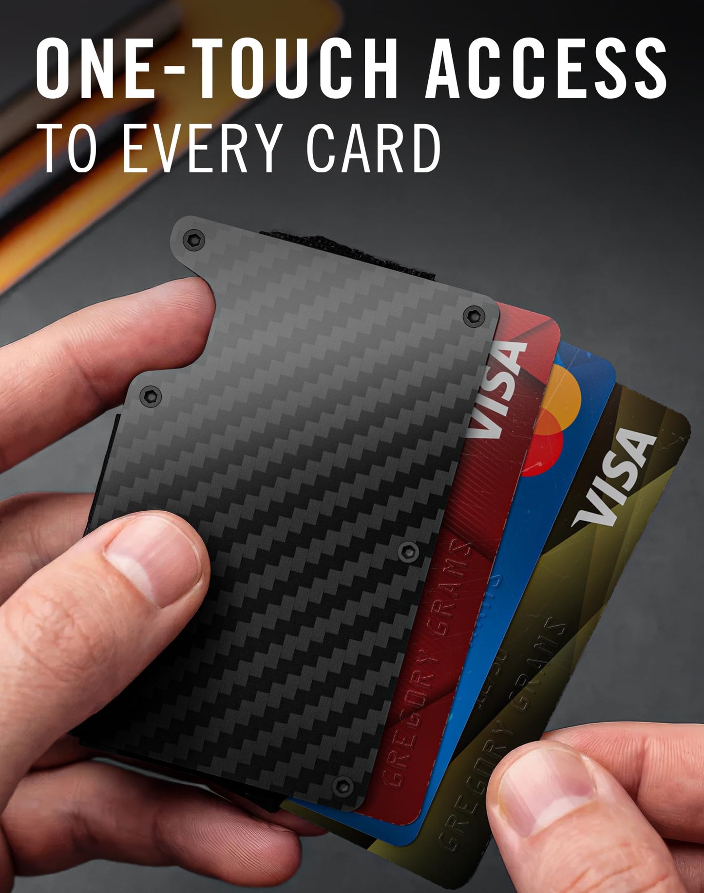 Minimalist Wallet for Men, RFID Blocking with Money Clip, Card Holder, Front Pocket Design, Slim Wallet, Carbon Fiber