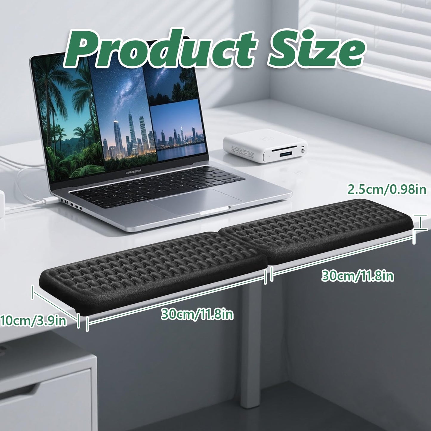 Tiiyee L-Shaped Desk Elbow Pad, Memory Foam Desk Edge Cushion, Ergonomic Elbow Rest, Keyboard Wrist Rest Comfort Support Padding Separate Design for Computer Gaming Home Office Extended Work Typing