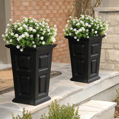 RECUTMS Artificial Flowers, Fake Boxwood Outdoor UV Resistant Plants Artificial Springs Flowers Eucalyptus Greenery Shrubs Bridal Wedding Bouquet for Home Garden Party Wedding Decoration(White)