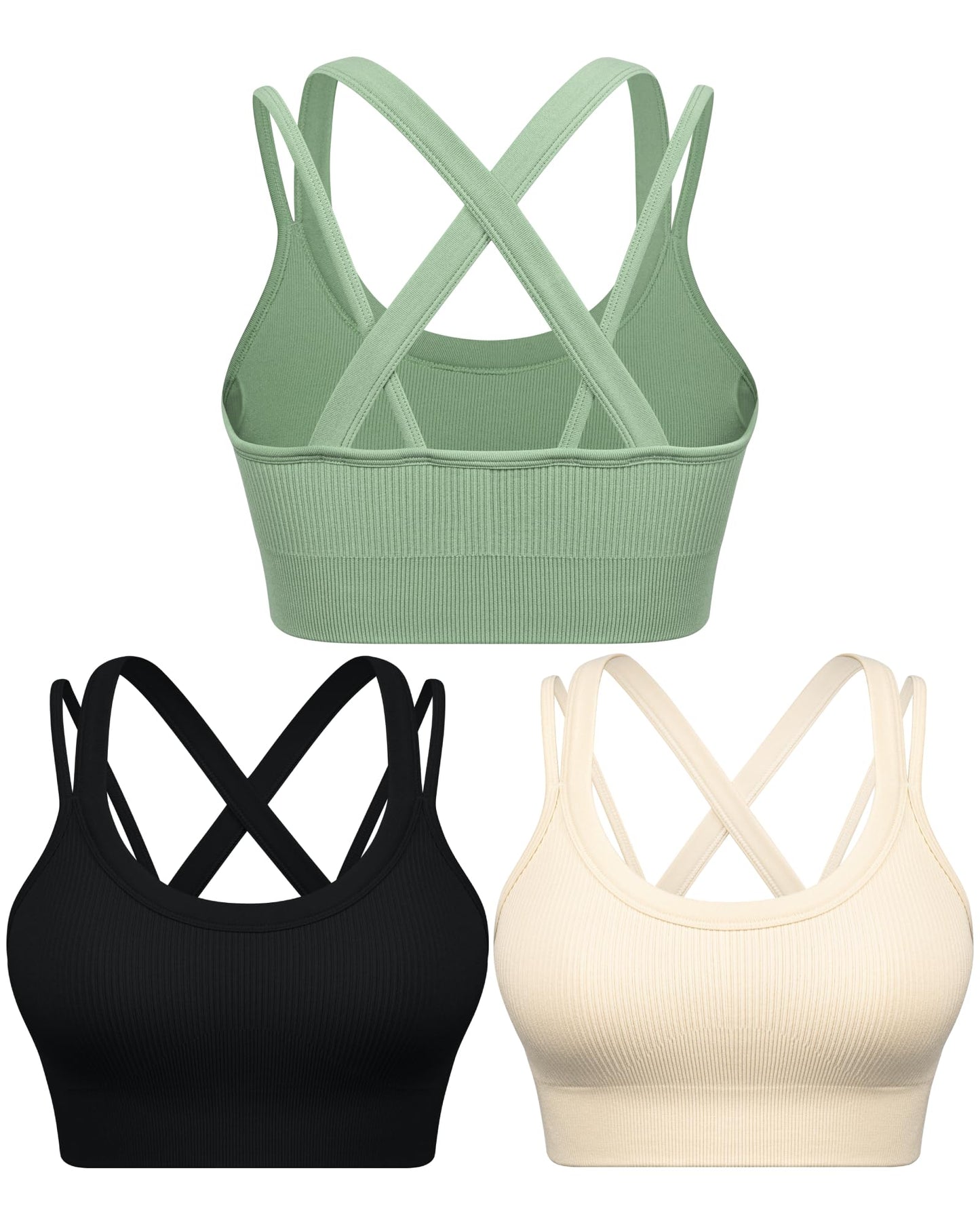 WANAYOU High Support Sports Bras for Women Cross Back Workout Sports Bra