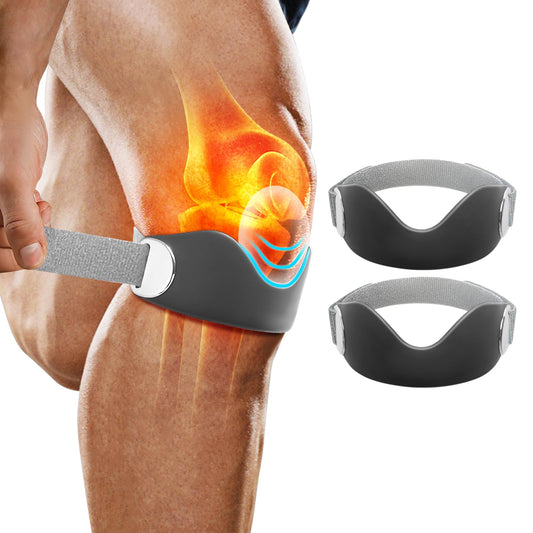 JUMPOW Patellar Tendon Support Strap - 2 Pack Adjustable Non-Slip Patella Band Stabilizer Silicone Knee Brace for Hiking, Running, Jumpers Knee, Tendonitis, Basketball, Squats, Black